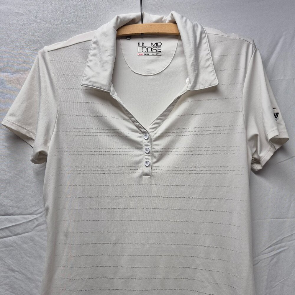 Under Armor Medium Golf Shirt White Stripe